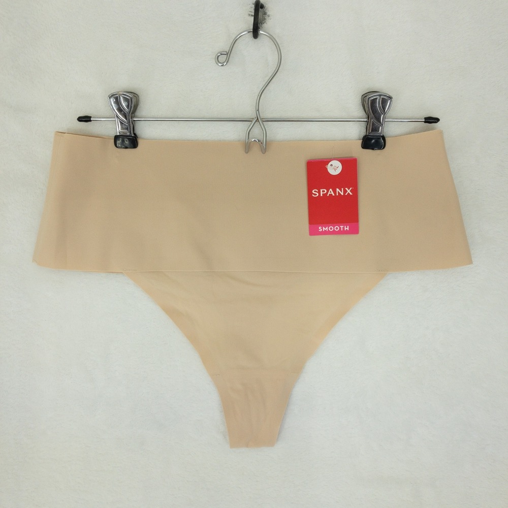 Spanx Undie-tectable Thong Womens XL Beige Nude Smooth Bonded Waistband New